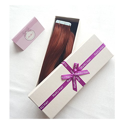Dark Auburn Tape in Hair Extensions Human Hair, Copper Red 33 Silky