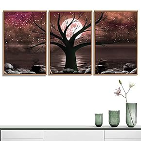 3 Piece Framed Canvas Wall Art for Living Room, Bedroom Abstract Tree Canvas Prints for Home Decoration Ready to Hang - 16"x24"x3 Panels