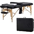 BestMassage Massage Bed Portable Massage Table 28 inche Wide Lash Bed Heigh Adjustable PU Leather 2 Folding with Towel Hanger Oil Pouch Half Bolster Round Bolster Non-Woven Bag