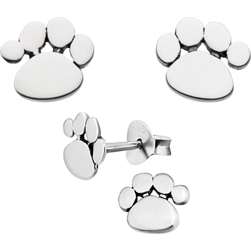 JennyWrenJewels Paw Prints Dog Stud Earrings | UK 925 Sterling Silver | Dachshund Sausage dog | Scottie Dog | PUG | Paws | Jewellery for women girls Children
