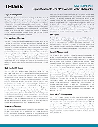 D-Link Systems 28-Port Gigabit SmartPro Stackable Switch & 4 10GbE SFP+ Ports (DGS-1510-28X)