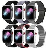 HILIMNY Compatible with for Apple Watch Band 44mm, Soft Nylon Sport Loop, Band Compatible with for iwatch Series 4, Series 3, Series 2, Series 1 (44mm, 6 Pack)