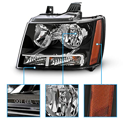 image for AmeriLite Black Replacement Headlights for Chevy Tahoe/Suburban/Avalan