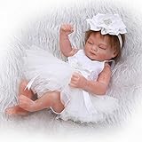 Funny House Mini Handmade10''/26cm Sleeping Full Body Silicone Vinyl Real Looking Reborn Baby Dolls White Dress Lifelike Newborn Girl Doll