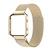 Oitom Metal Bands Strap Compatiable Fitbit Blaze,Small (5.5-6.7 in), Frame Housing+Milanese Loop Stainless Steel Accessory Band for Fitbit Blaze Fitness (Gold)
