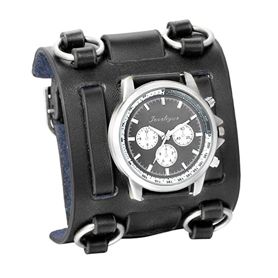 JewelryWe-Black-Hip-hop-Gothic-Punk-Style-Men-Watch-Wide-Leather-Fashion-Cuff-Wristwatch