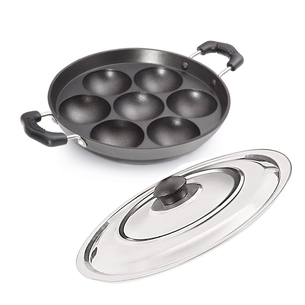 Satre Online and Marketing Heavy Induction Base Appam Pan 7 Cavity
