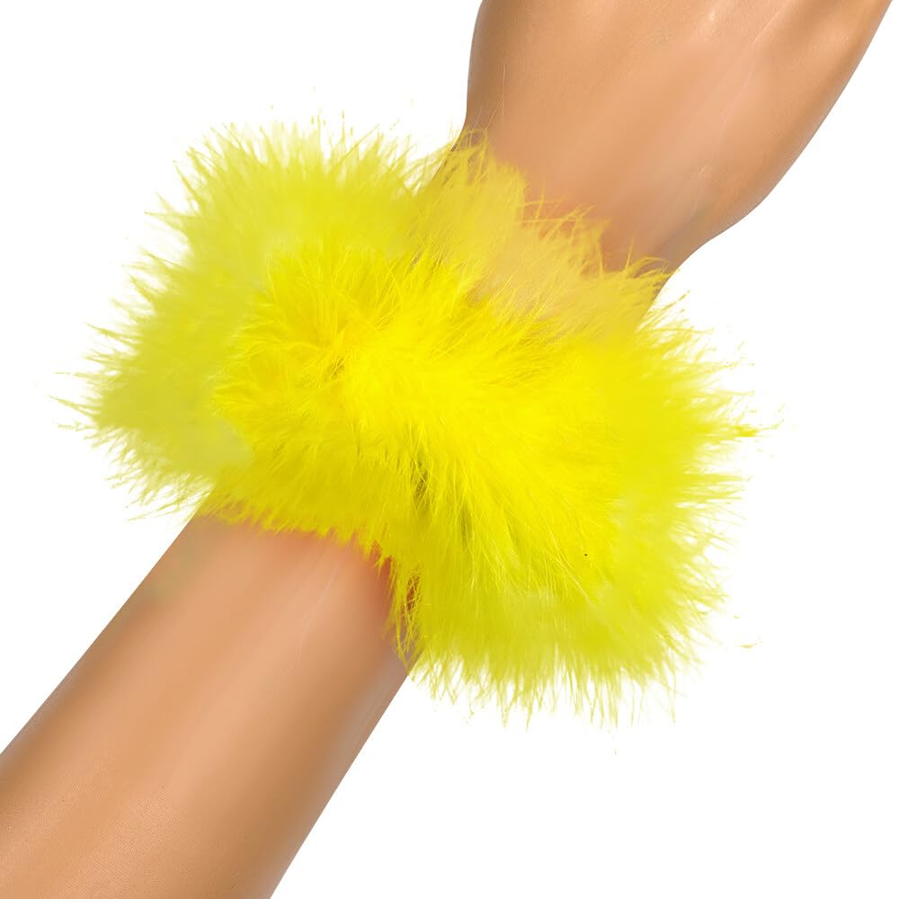 LICHENGTAI Natural Feather Cuff Slap Bracelet Elegant Ostrich Feather Bracelet for Women Costume Feather Snap Wrist Cuff Halloween Christmas Party Hair Accessories