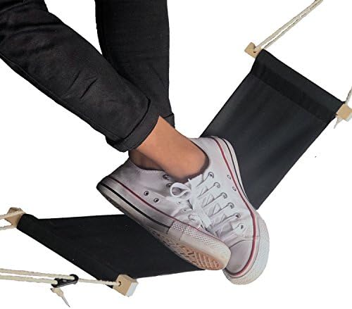 Nakimo Foot Hammock with An Extra Canvas as A Replacement - Portable Office Under Desk Footrest with Adjustable Durable Ropes, Black