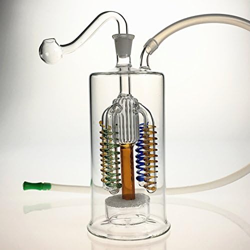 Andey 5.9inch Height Glass Water Bubbler Bottle FourTwisty Tube Inside