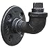 DIY CARTEL Industrial Pipe Coat Hat Towel Plant & Robe Hook Commercial Grade Black Malleable Iron - Vintage Rustic Steampunk Farmhouse Furniture/Decor (90 Degree)