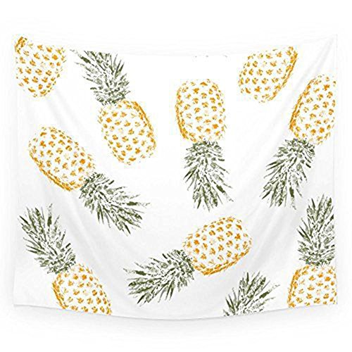 BleuMoo 1PC Cactus Leaves Tapestry Wall Hanging Bohemian Bedspread Throw Home Decor Mat (Pineapple)