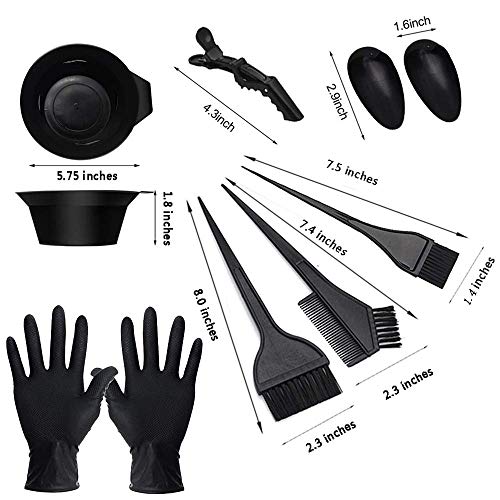 20 Pieces Hair Dye Coloring Kit Include Hair Tinting Bowl Hair Dye Brush Hair Highlighting Board Ear Cover Gloves Clips Disposable Hair Coloring Cape Shower Cap for DIY Salon Home