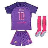 2016/2017 BARCELONA #10 LIONEL MESSI AWAY PURPLE SOCCER JERSEY & SHORTS YOUTH SIZES