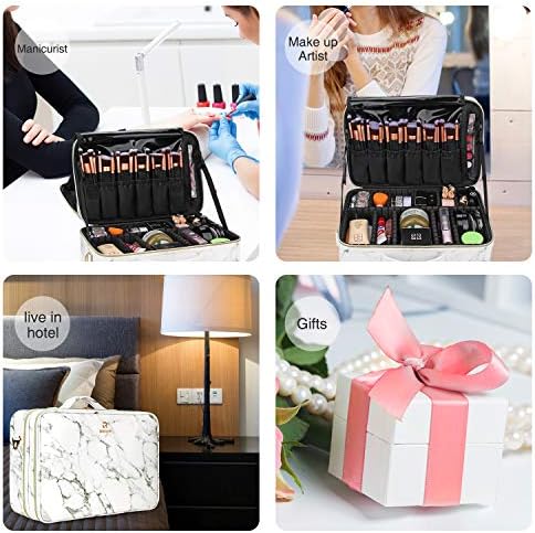 Relavel Marble Makeup Bag Small Cosmeticbag Travel Train Case Portable Cosmetic Artist Storage Bag with Adjustable Dividers for Cosmetics Makeup Brushes (Marble White) 8 Relavel Marble Makeup Bag Small Cosmeticbag Travel Train Case Portable Cosmetic Artist Storage Bag with Adjustable Dividers for Cosmetics Makeup Brushes (Marble White)