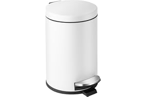 Cesun 1.2 Gallons Small Trash Can, White Bathroom Garbage Can with a Lid, Mini Round Wastebasket for Bathroom, Bedroom, Offic