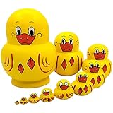 Moonmo 10pcs Animal Pattern Wooden Nesting Toys Russian Nesting Dolls Matryoshka Stacking Dolls (Duck)