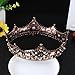 FUMUD Baroque Vintage Black Rhinestone Beads Round Big Crown Wedding Hair Accessories Luxury Crystal Queen King Crowns Bridal Tiaras