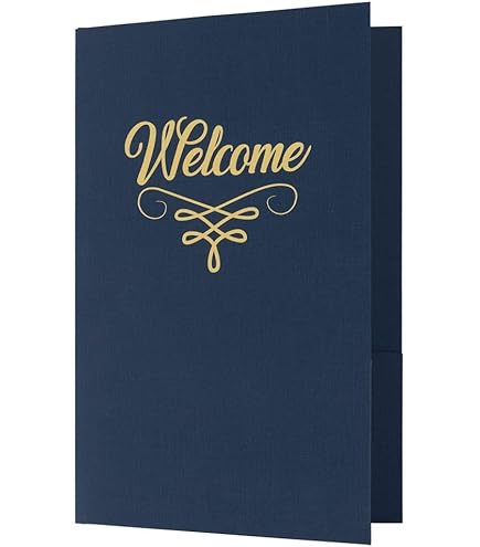 Amazon.com : Welcome Packet Folders Dark Blue Linen Luxury with