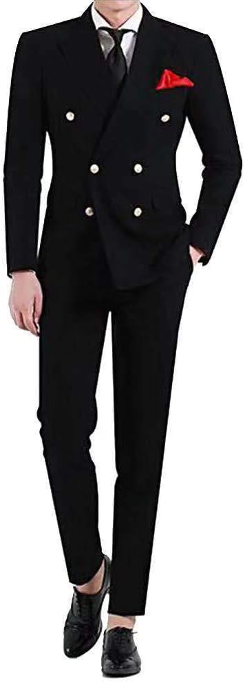 JYDX Men's 2 Piece Suits Double Breasted Slim Fit Formal Wedding Prom Tuxedos