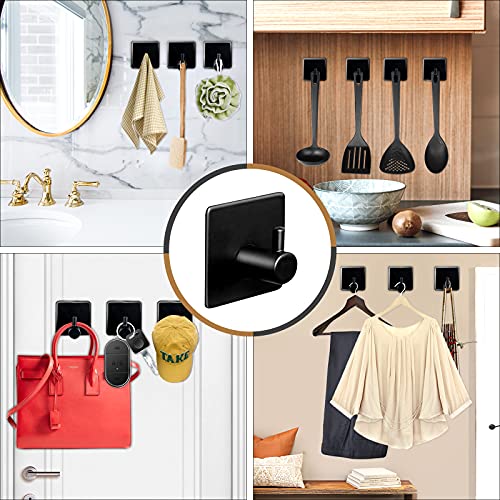 TORMAYS Toilettenpapierhalter, Klopapierhalter Ohne Bohren, Selbstklebend WC Papier Halterung + 4 Handtuchhaken, Klorollenhalter Edelstahl 304, Rollenhalter Schwarz Matt für Bad, Schlafzimmer, Küche