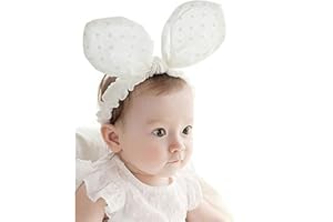 RQJ Baby Girls Rabbit Headband Bunny Ear Headwear Kids Hair Band Headwrap(white)