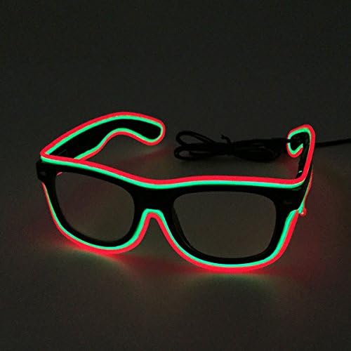 Two Colours EL Wire Glasses LED Rave Light Up Glasses Rave Glasses For Party Concert(Red/Green)
