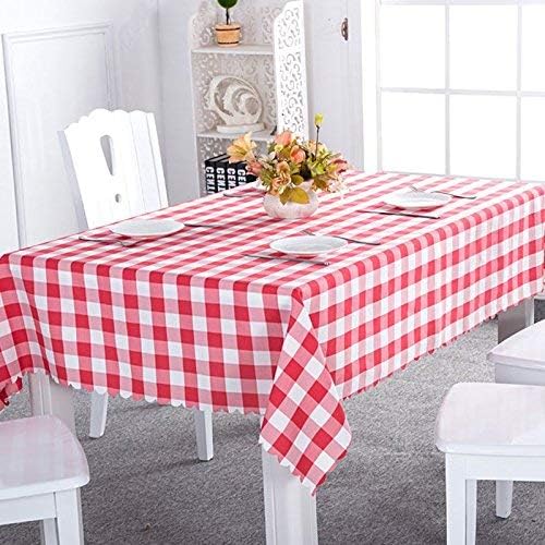 YUEKUI 10 Pack Plastic Table Covers-Red & White Gingham Checkered Tablecloth -Plastic Picnic Covers (Square 84 inch)