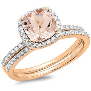 Amazon.com: 10K Rose Gold Cushion Cut Morganite Round Cut White Diamond
Ladies Bridal Halo