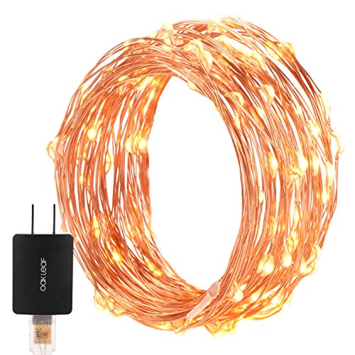 Starry copper string lights for party,oak leaf 39.37ft …