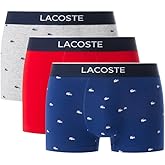 Lacoste Men's Cotton Stretch Mini Croc Print Trunks, 3-pack