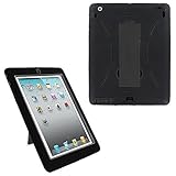 iPad Mini Case by KIQ (TM Drop Protection Hybrid Heavy Duty Case for Apple iPad Mini with Kickstand and Screen Protector (Black / Black)