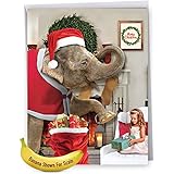 Funny 'Elephantasy Christmas' Big Greeting Card (8.5 x 11 Inch) - Hilarious Holiday Animal, Elephant Appreciation Card With Envelope - Silly and Cute Big Xmas Paper Card J4641XSG