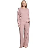 TOSMO Women Pajama Sets Viscose from Bamboo Long Sleeve Sleepwear Super-Soft Comfy Button Down Lounge Sleep Cooling Pjs