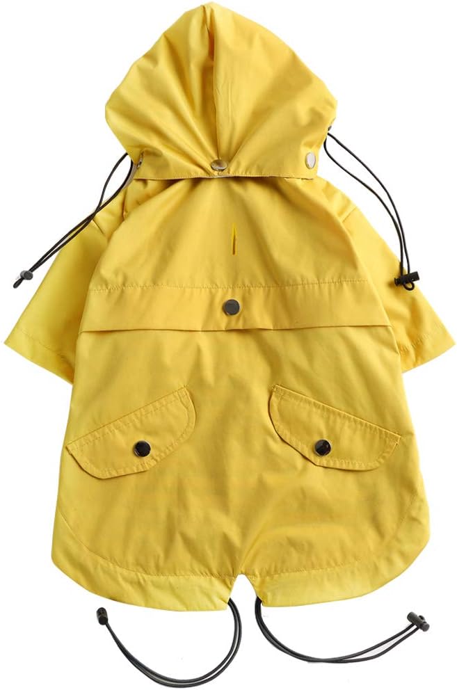 Morezi Dog Zip Up Raincoat with Reflective Buttons, Rain/Water Resistant, Adjustable Drawstring, Removable Hood - Image 3