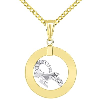 Amazoncom 14k Two Tone Gold Open Circle Capricorn Zodiac #zodiac #sign #pendants #gold