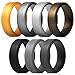 Saco Band Men's Silicone Rings Polished Aspect with Angled Design - 7 Pack Rubber Wedding Bands