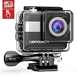 DBPOWER 4K Action Camera, 2.31in Touchscreen 20MP Sony Sensor Sports Camera, EIS Wi-Fi Underwater Camera With 170° Wide-Angle Lens Including 2 Rechargeable Batteries And Accessories Kit