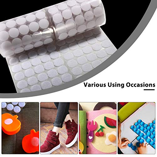 Self Adhesive Dots, OAMCEG 1600pcs (800 Pair Sets White) 20mm/0.78" Diameter Sticky Back Coins Nylon Coins, Hook & Loop with Waterproof Sticky Glue Coins Tapes, Perfect for School,Office, Home