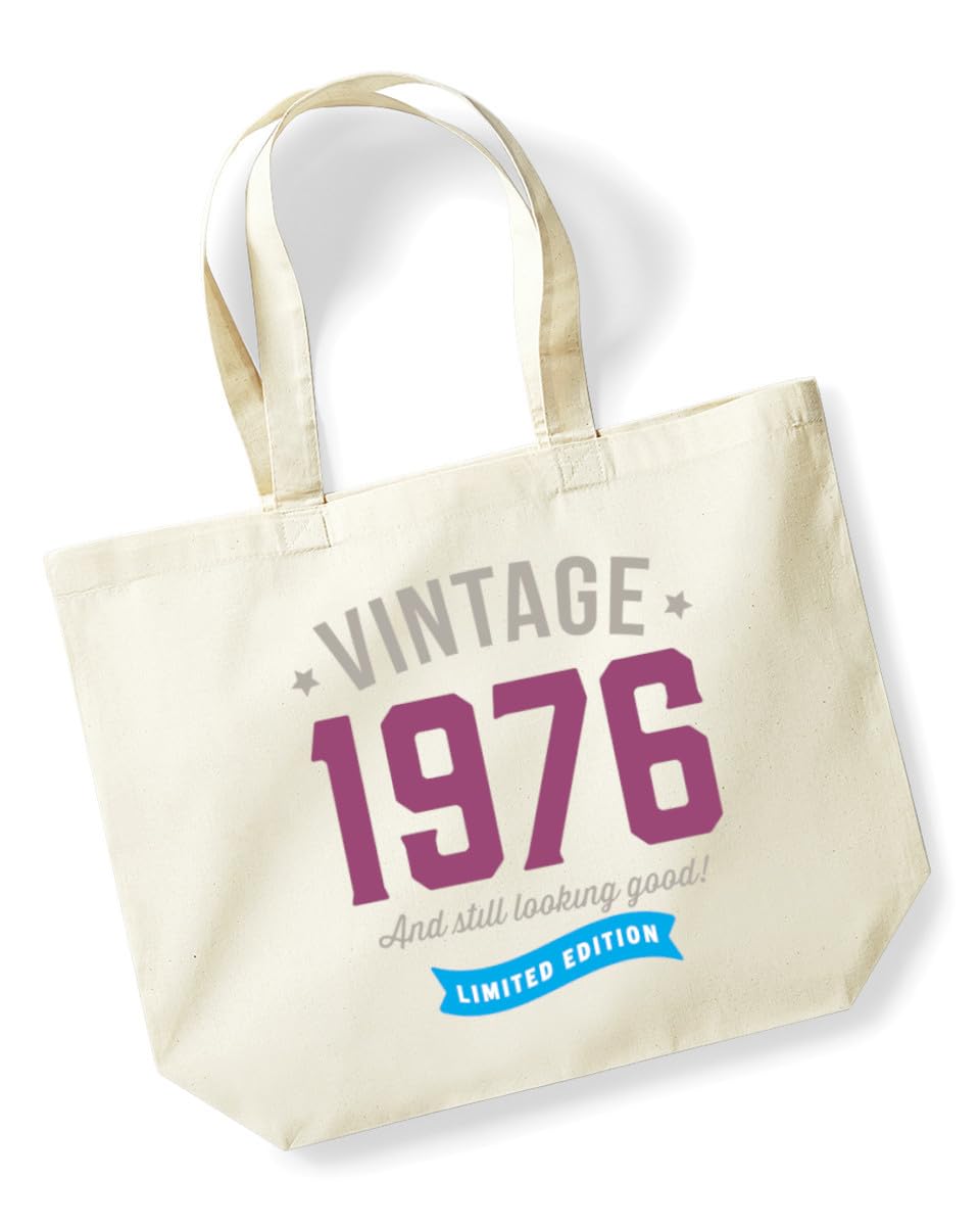 D Design Invent Print! 50th Birthday Gift Bag Keepsake Funny Novelty Tote for Women Ladies Age 50 Female Present Shopping Idea (Natural)