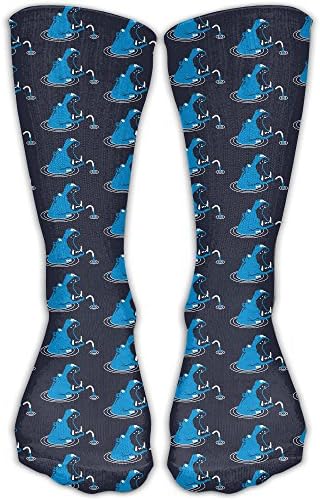 Men's Novelty Blue Hippopotamus Classic Outdoor Sport Long Socks Athletic Crew Socks