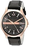 A|X Men's Black Leather Watch AX2129