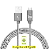 LAX Gadgets Braided Nylon Micro USB Charging and Data Sync Cable, 480 Mbps Data Transfer via USB 2.0 (10 Feet, Gray)