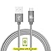 LAX Gadgets Micro USB Cable - Charging Cable USB to USB-A - Durable Nylon Braided Android Charger Cable - High Data Sync - 10ft - Gray