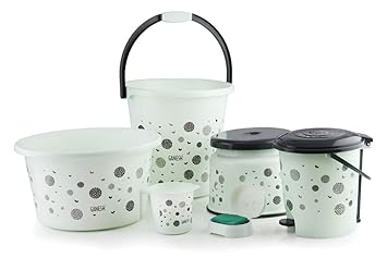 Supreme Mall Label 6 Piece Plastic Bathroom Bath Set Green