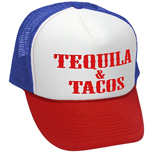 TEQUILA AND TACOS - party drink alcohol - Adult Trucker Cap Hat, RWB