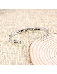 Jvvsci Keep Going - Pulsera con símbolos de flecha, regalo motivacional inspirador, texto en inglés "Friends BFF Sisters Alentagement Gift", mensaje secreto