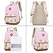 School Backpacks for Teen Girls Lightweight Canvas Backpack Bookbags Set (Pink)