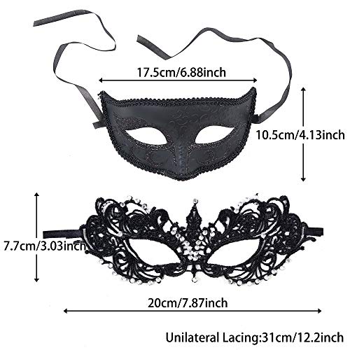 YMHPRIDE-Maschera-per-Mascherata-per-Coppie-Maschera-Veneziana-con-Strass-Maschera-per-Mardi-Gras-Maschera-in-Pizzo-per-Donne-Maschera-da-Ballo-da-Ballo-Maschera-per-Costume-di-Halloween-Nero
