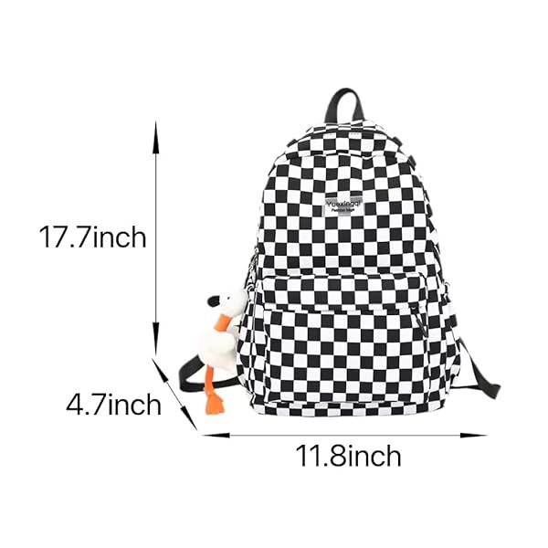MININAI Y2K AESTHETIC CHECKERED BACKPACK WITH KAWAII PENDANT CHECKERBOARD BACKPACK CUTE PREPPY LAPTOP BACKPACK LIGHT RUCKSACK (ONE SIZE,PINK)